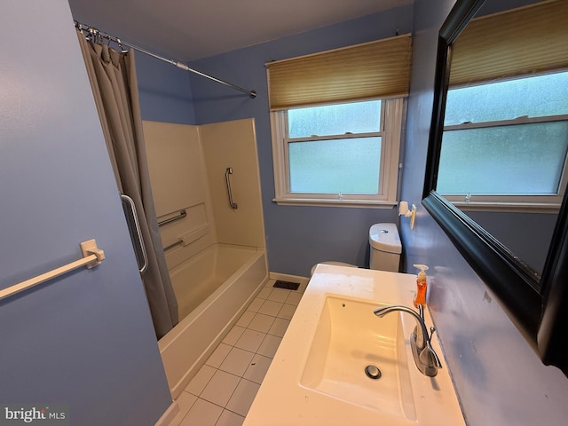 1236 Whittier Ave, Bensalem, PA 19020 - full bathroom with tile patterned flooring, shower / tub combo with curtain, toilet, and vanity