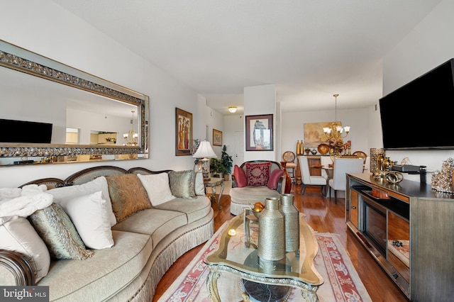 3100 N Leisure World Blvd Unit 716, Silver Spring, MD 20906 - living area featuring a chandelier and dark wood-style flooring