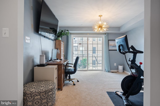 9629 Glassy Creek Way, Upper Marlboro, MD 20772 - carpeted office space with a chandelier