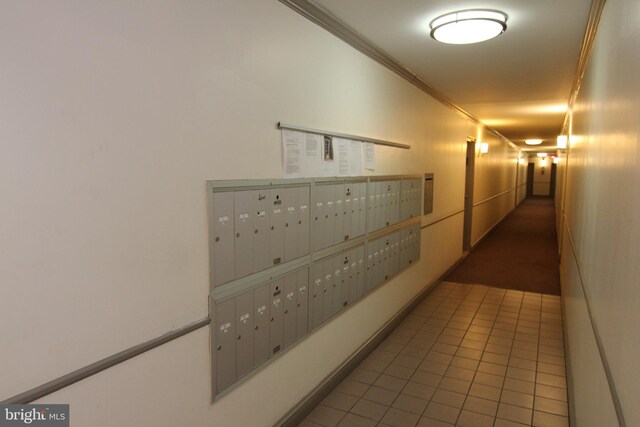 4415 Briarwood Ct N Unit 11, Annandale, VA 22003 - hall featuring mail area, crown molding, and carpet