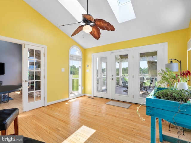 7100 Ewing Ct, Middletown, MD 21769 - sunroom with french doors, vaulted ceiling, and a skylight