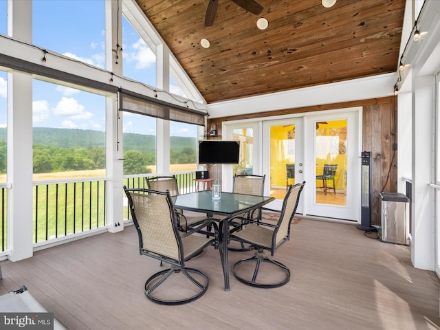 7100 Ewing Ct, Middletown, MD 21769 - sunroom / solarium with lofted ceiling, outdoor dining space, and ceiling fan