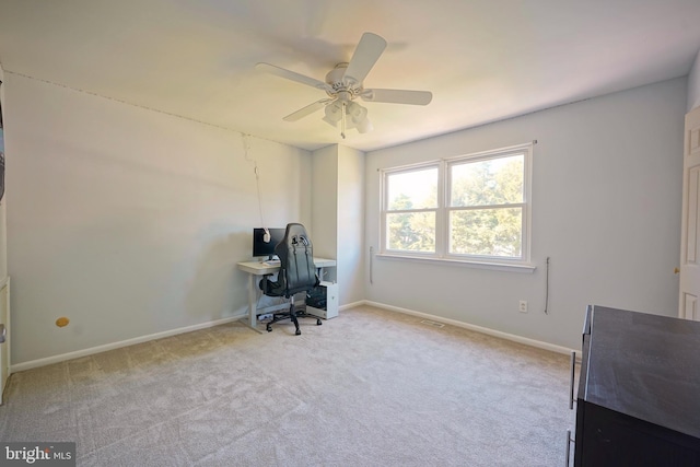 30 Lancelot Ln, Mount Laurel, NJ 08054 - carpeted home office featuring ceiling fan and baseboards