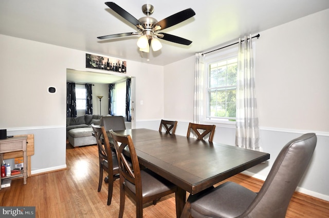 812 Jenkintown Rd, Elkins Park, PA 19027 - dining space with light wood-style floors and ceiling fan