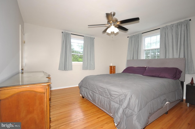 812 Jenkintown Rd, Elkins Park, PA 19027 - bedroom with light wood-type flooring, baseboards, and ceiling fan