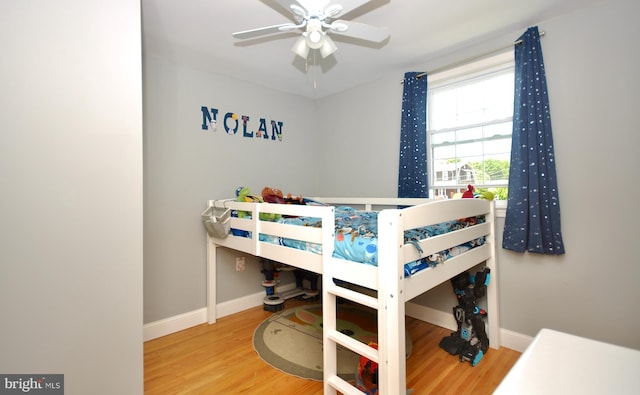 812 Jenkintown Rd, Elkins Park, PA 19027 - bedroom with wood finished floors, baseboards, and a ceiling fan