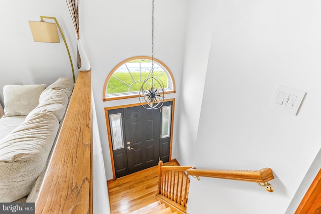 362 Sudley Ln, Martinsburg, WV 25403 - foyer entrance with a high ceiling, wood finished floors, and a chandelier