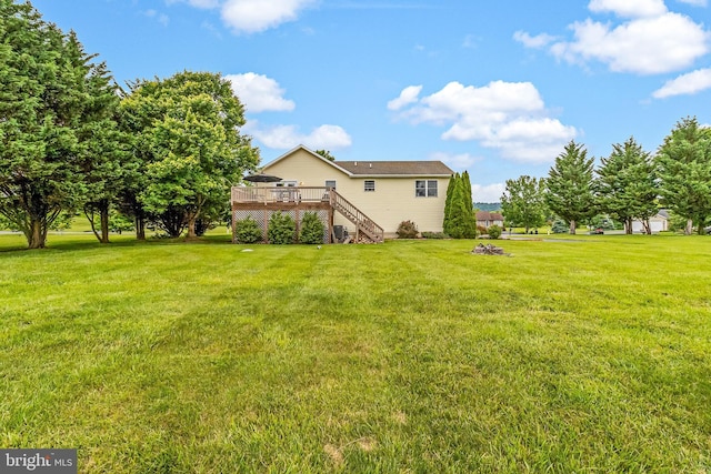 362 Sudley Ln, Martinsburg, WV 25403 - view of green lawn with stairway and a deck
