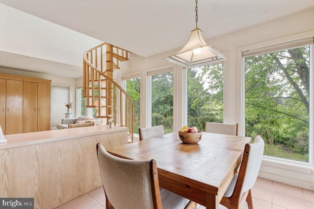 3 White Horse Ln, Spring City, PA 19475 - dining space with light tile patterned floors and stairs