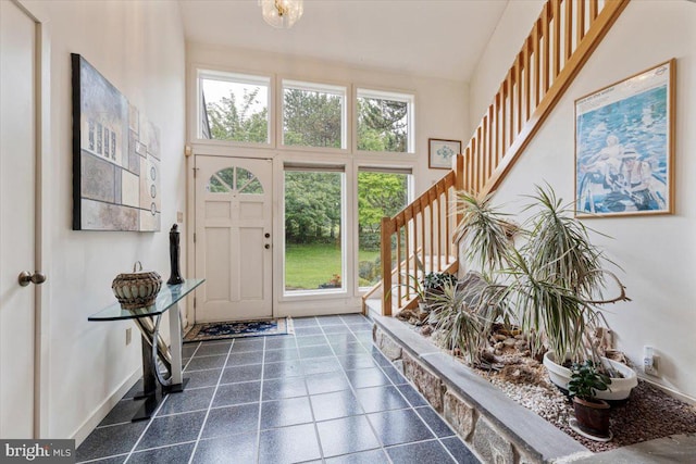 3 White Horse Ln, Spring City, PA 19475 - entryway with stairs, a towering ceiling, and baseboards