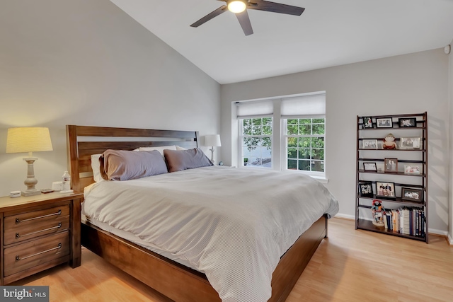 3331 Lakeside View Dr Unit 6-8, Falls Church, VA 22041 - bedroom with vaulted ceiling, light wood-style flooring, ceiling fan, and baseboards