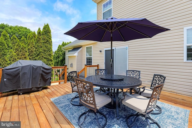 229 Lakshman Trl, Dover, DE 19904 - wooden deck featuring outdoor dining space and a grill