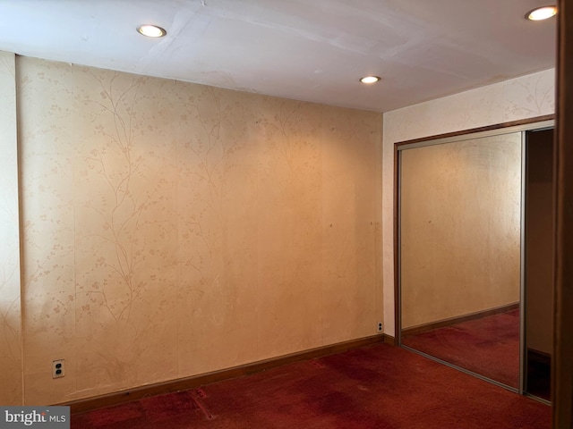 914 Fernon St, Philadelphia, PA 19148 - unfurnished bedroom with dark carpet, recessed lighting, and a closet