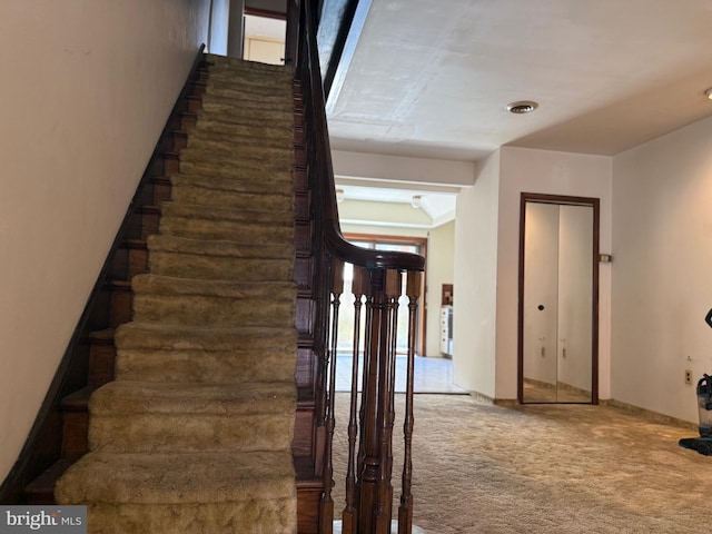 914 Fernon St, Philadelphia, PA 19148 - staircase featuring carpet and baseboards