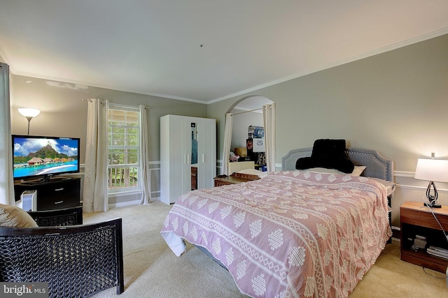 600 Small Reward Rd, Huntingtown, MD 20639 - carpeted bedroom with crown molding and arched walkways
