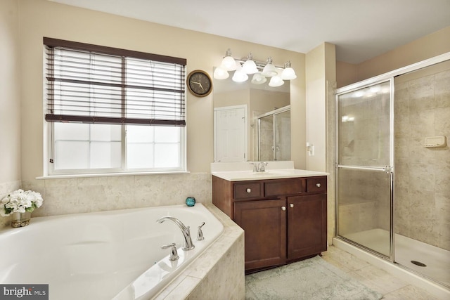 3441 Eagle Ridge Dr, Woodbridge, VA 22191 - bathroom with a bath, vanity, a stall shower, and tile patterned floors