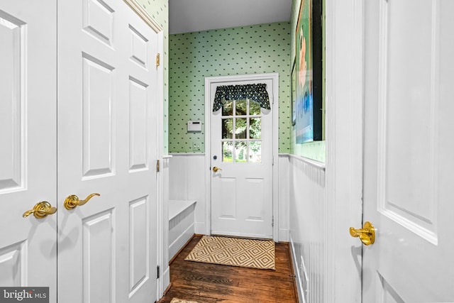 1298 Farm Ln, Berwyn, PA 19312 - entryway with dark wood-style flooring and wainscoting