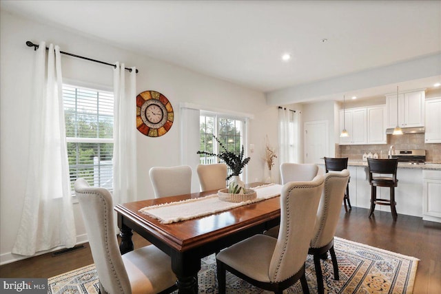 5829 Barts Way, Frederick, MD 21704 - dining area with healthy amount of natural light, dark wood-type flooring, and recessed lighting
