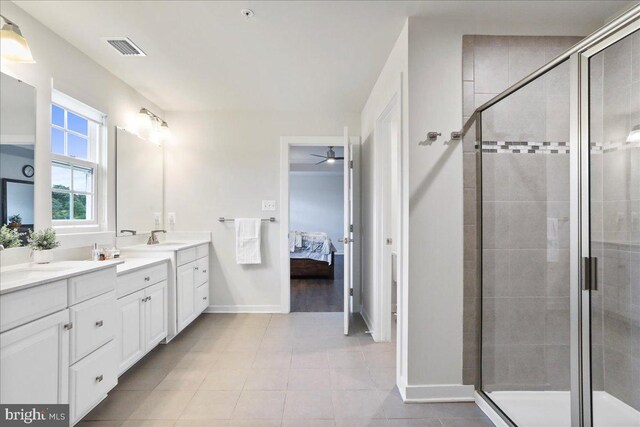 5829 Barts Way, Frederick, MD 21704 - full bath with double vanity, ensuite bathroom, tile patterned floors, and a shower stall