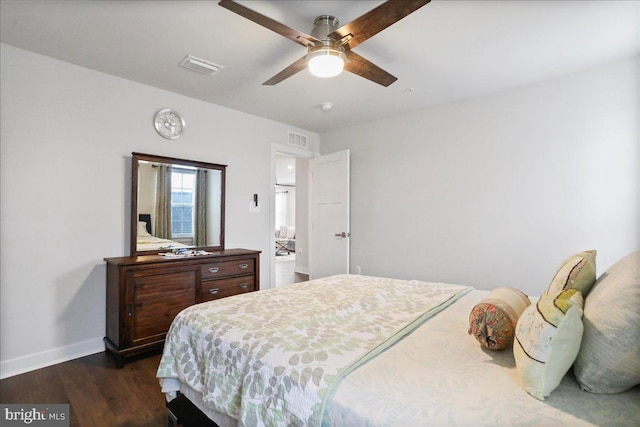 5829 Barts Way, Frederick, MD 21704 - bedroom with dark wood-type flooring, baseboards, and ceiling fan