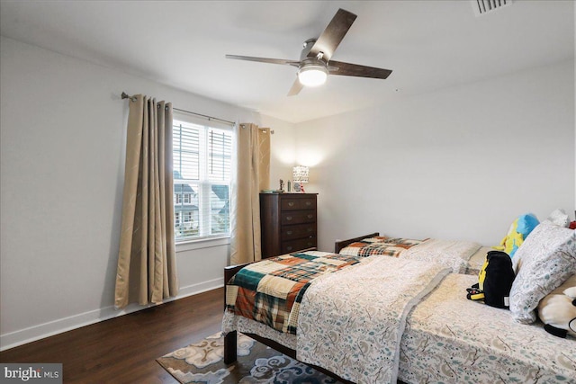 5829 Barts Way, Frederick, MD 21704 - bedroom with baseboards, dark wood-style floors, and a ceiling fan