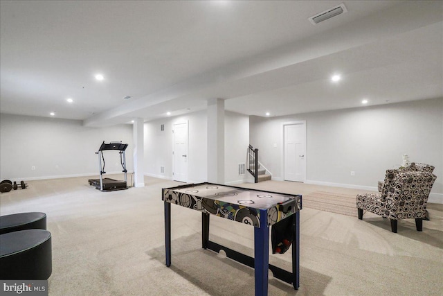 5829 Barts Way, Frederick, MD 21704 - rec room featuring recessed lighting, light carpet, and baseboards