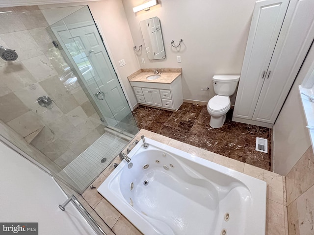 930 Chesaco Ave, Baltimore, MD 21237 - bathroom with a shower stall, a whirlpool tub, vanity, toilet, and baseboards