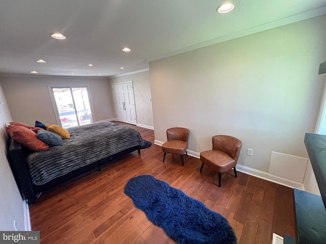 930 Chesaco Ave, Baltimore, MD 21237 - bedroom with ornamental molding, baseboards, wood finished floors, and recessed lighting
