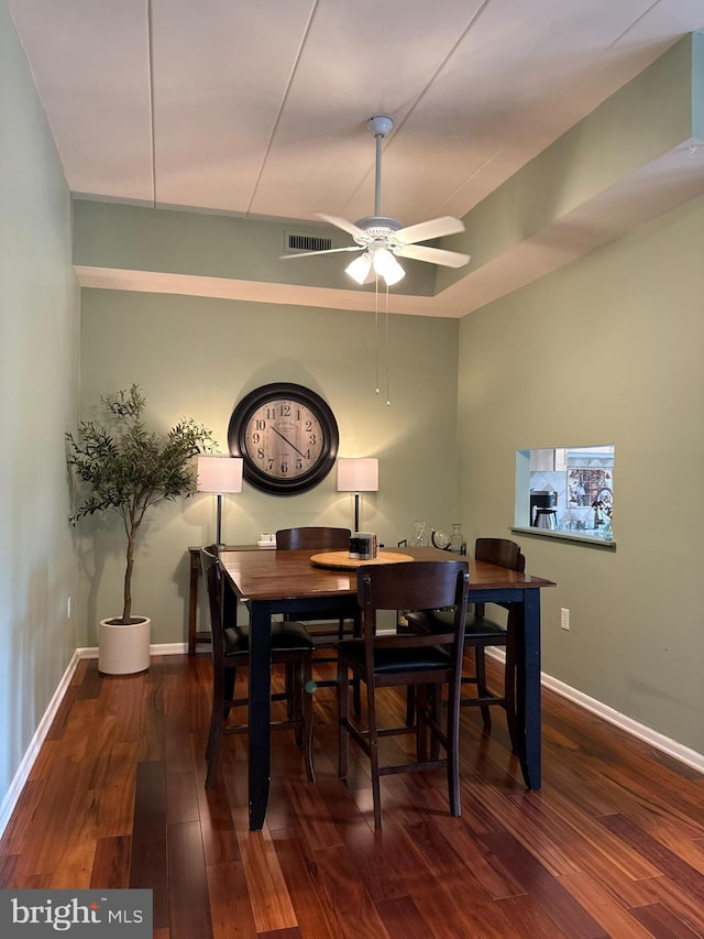 128 Roberts Ln Unit 100, Alexandria, VA 22314 - dining room with ceiling fan, hardwood / wood-style floors, and baseboards