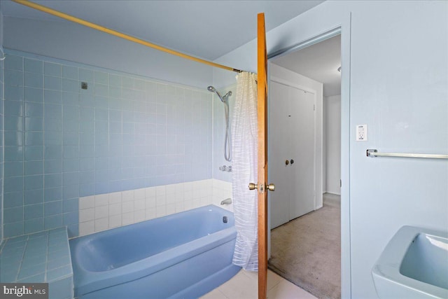 43 Windsor Ln, Willingboro, NJ 08046 - bathroom featuring shower / bath combination with curtain and tile patterned flooring