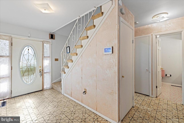 43 Windsor Ln, Willingboro, NJ 08046 - entryway featuring stairs and baseboards