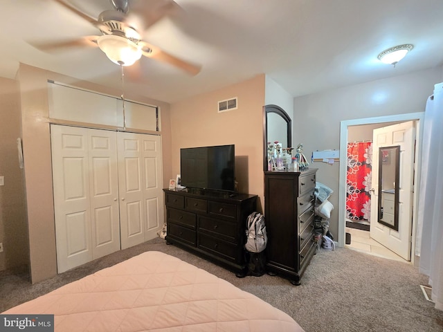 300 N Orchard Rd, Vineland, NJ 08360 - bedroom with carpet floors, a closet, and a ceiling fan