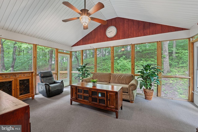 1420 Fishel Rd, Winchester, VA 22602 - carpeted living area with lofted ceiling and a ceiling fan