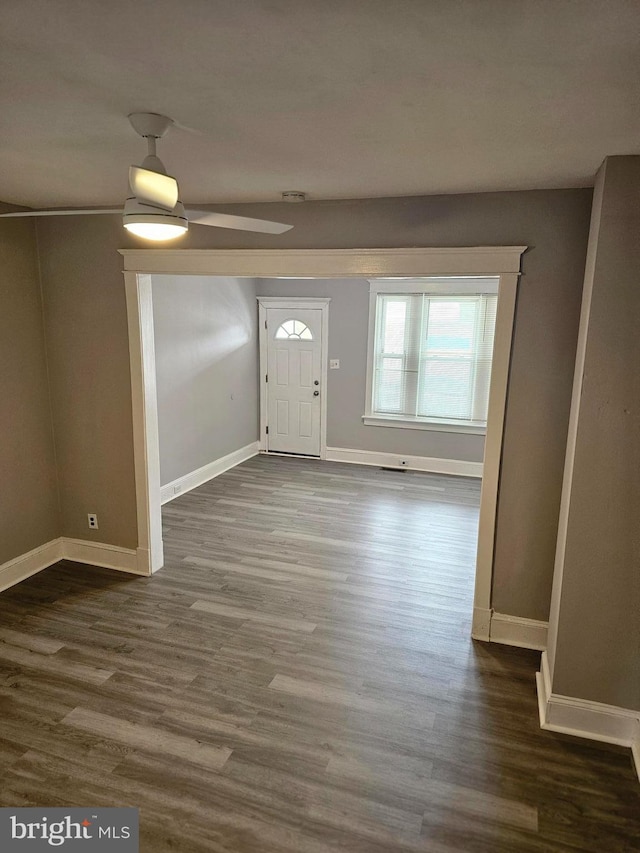 229 New Trent, Ewing, NJ 08638 - foyer entrance featuring baseboards, wood finished floors, and ceiling fan