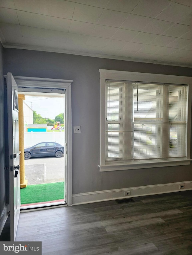 229 New Trent, Ewing, NJ 08638 - entryway with plenty of natural light, ornamental molding, wood finished floors, and baseboards