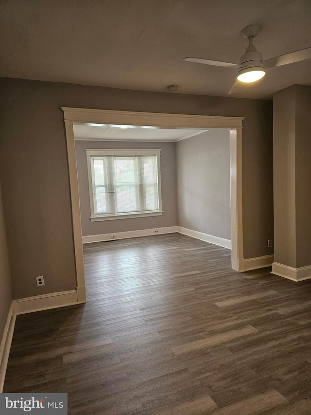 229 New Trent, Ewing, NJ 08638 - unfurnished room with a ceiling fan, baseboards, and dark wood-type flooring