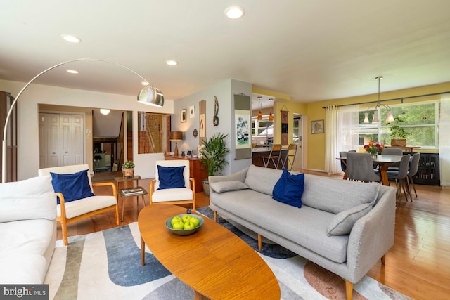 1030 Rock Creek Dr, Wyncote, PA 19095 - living area with light wood-style flooring and recessed lighting