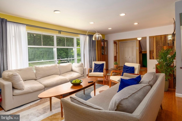 1030 Rock Creek Dr, Wyncote, PA 19095 - living area featuring wood finished floors and recessed lighting
