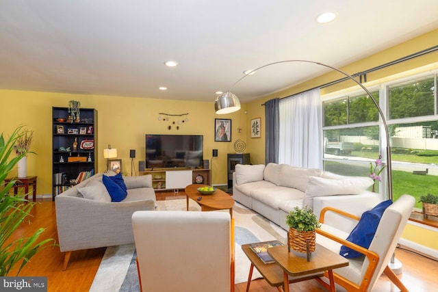 1030 Rock Creek Dr, Wyncote, PA 19095 - living room featuring wood finished floors and recessed lighting