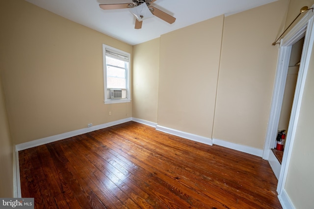 846 W 34th St W, Baltimore, MD 21211 - spare room featuring hardwood / wood-style floors, ceiling fan, baseboards, and cooling unit