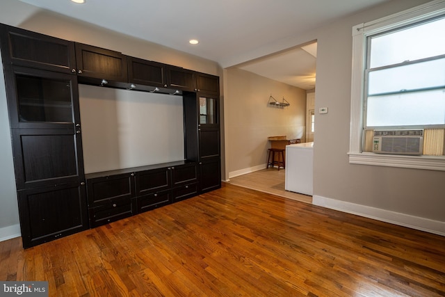846 W 34th St W, Baltimore, MD 21211 - mudroom featuring dark wood finished floors, baseboards, recessed lighting, cooling unit, and washer / dryer