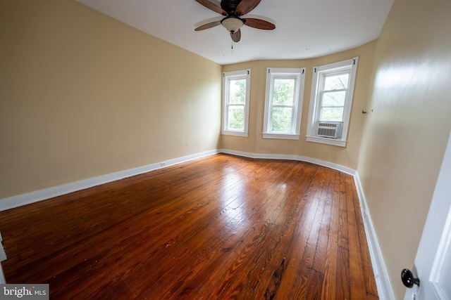 846 W 34th St W, Baltimore, MD 21211 - unfurnished room featuring a ceiling fan, hardwood / wood-style floors, baseboards, and cooling unit