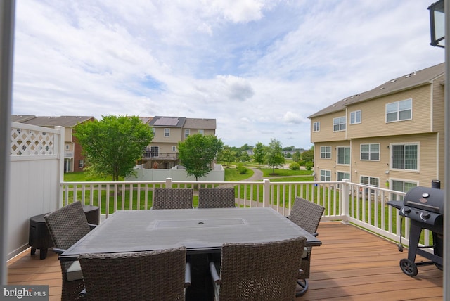 5059 Ottawa Park Pl, Waldorf, MD 20602 - deck with a grill, outdoor dining space, and a residential view