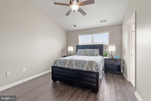 5059 Ottawa Park Pl, Waldorf, MD 20602 - bedroom with wood finished floors, baseboards, lofted ceiling, and ceiling fan