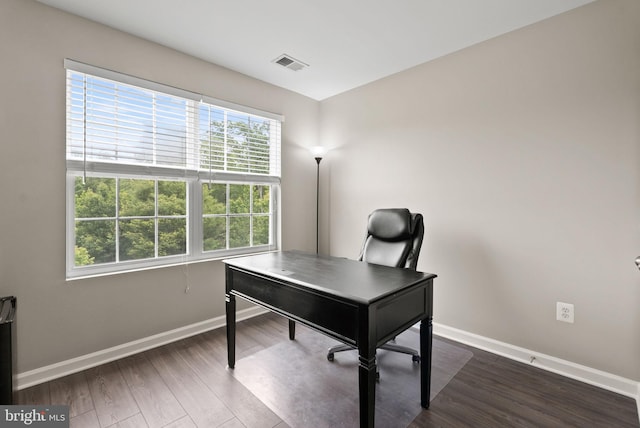 5059 Ottawa Park Pl, Waldorf, MD 20602 - office area featuring baseboards and dark wood-style flooring