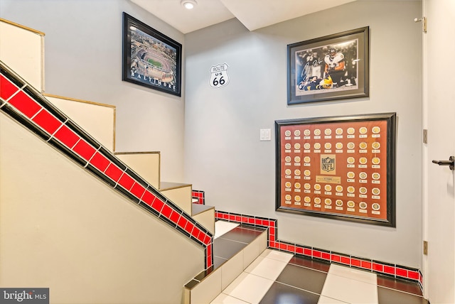 22 E Lake Dr, Annapolis, MD 21403 - stairway with tile patterned floors