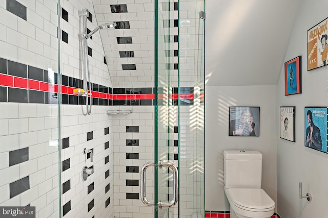 22 E Lake Dr, Annapolis, MD 21403 - full bath with toilet, a shower stall, and lofted ceiling