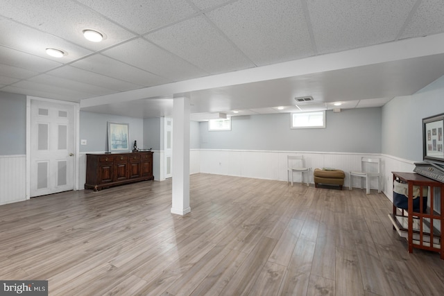 100 Weldon Way, Pennington, NJ 08534 - below grade area with wainscoting, light wood finished floors, and a paneled ceiling