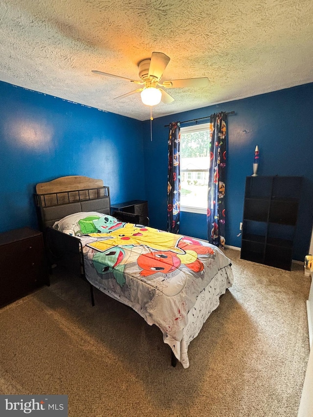 8017 Cipher Row, Jessup, MD 20794 - bedroom with carpet flooring, a textured ceiling, and a ceiling fan