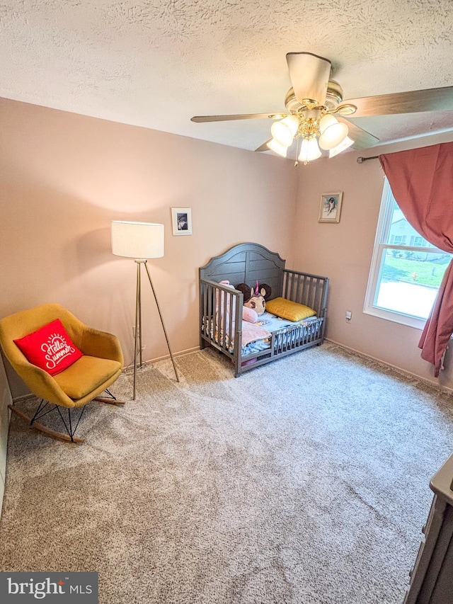 8017 Cipher Row, Jessup, MD 20794 - carpeted bedroom with a textured ceiling and a ceiling fan